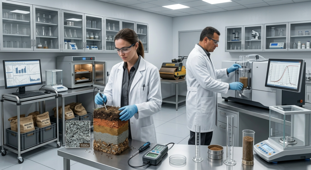 Soil Testing Lab for Cricket Pitch क्रिकेट पिच के लिए मिट्टी का वैज्ञानिक परीक्षण।