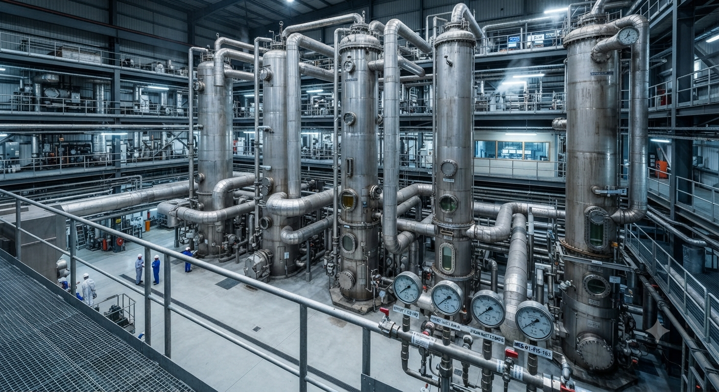 Ethanol Blending in India - Thermal Multi-Effect Evaporators separating water from toxic slurry